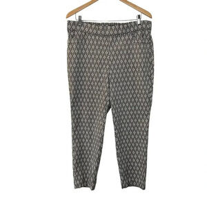 Roz & Ali Cropped Chino Pants Plus Size 20 Stretch Pull On Geometric Black White